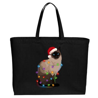 Siamese Cat Christmas Lights Xmas Cat Lover Great Gift Cotton Canvas Jumbo Tote