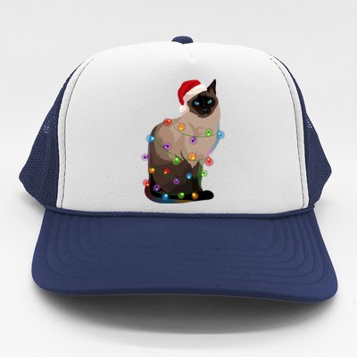 Siamese Cat Christmas Lights Xmas Cat Lover Great Gift Trucker Hat