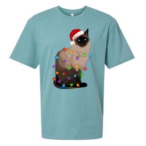 Siamese Cat Christmas Lights Xmas Cat Lover Great Gift Sueded Cloud Jersey T-Shirt