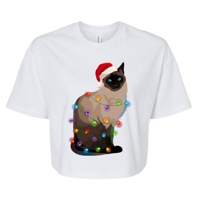 Siamese Cat Christmas Lights Xmas Cat Lover Great Gift Bella+Canvas Jersey Crop Tee