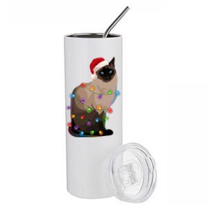 Siamese Cat Christmas Lights Xmas Cat Lover Great Gift Stainless Steel Tumbler