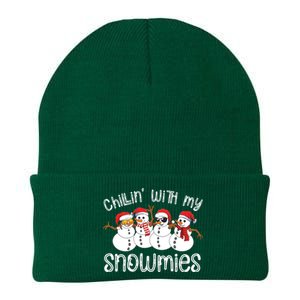 Snowman Christmas Chillin With My Snowmies Ugly Gift Knit Cap Winter Beanie