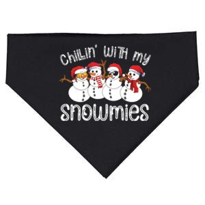 Snowman Christmas Chillin With My Snowmies Ugly Gift USA-Made Doggie Bandana