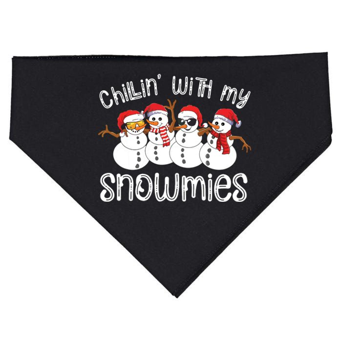 Snowman Christmas Chillin With My Snowmies Ugly Gift USA-Made Doggie Bandana