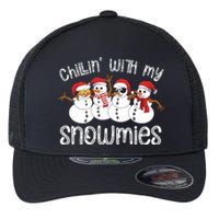 Snowman Christmas Chillin With My Snowmies Ugly Gift Flexfit Unipanel Trucker Cap