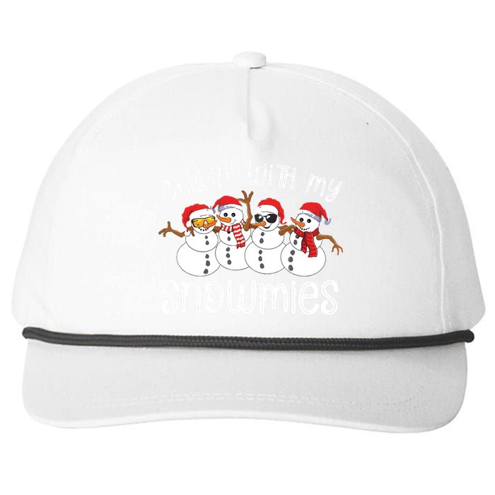 Snowman Christmas Chillin With My Snowmies Ugly Gift Snapback Five-Panel Rope Hat