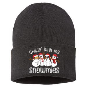 Snowman Christmas Chillin With My Snowmies Ugly Gift Sustainable Knit Beanie