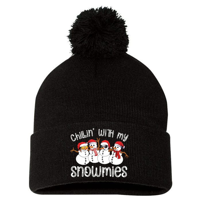 Snowman Christmas Chillin With My Snowmies Ugly Gift Pom Pom 12in Knit Beanie