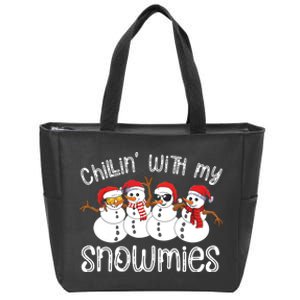 Snowman Christmas Chillin With My Snowmies Ugly Gift Zip Tote Bag