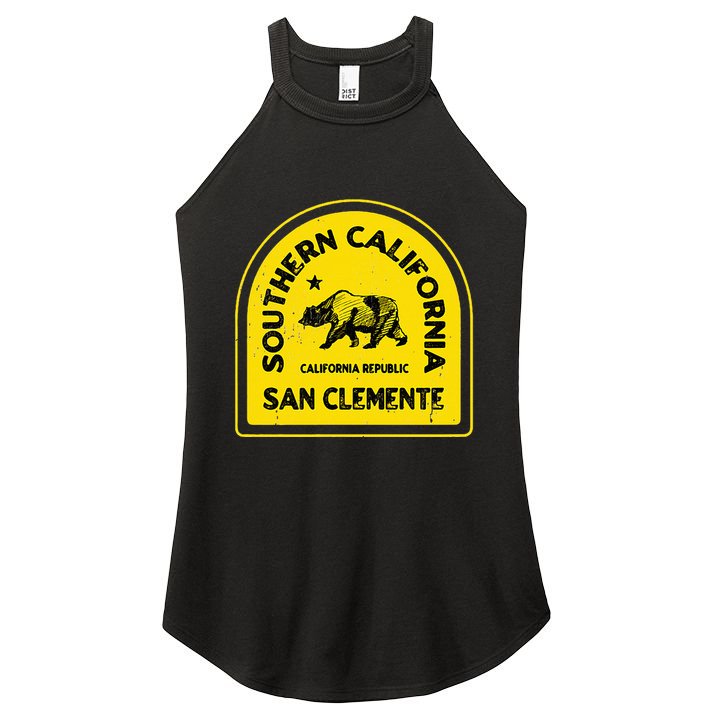 San Clemente Ca Vintage Style Southern California Women's Perfect Tri Rocker Tank