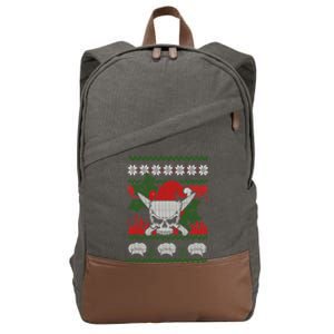 Skull Chef Culinary Gangster Ugly Christmas Santa Hat Xmas Cool Gift Cotton Canvas Backpack