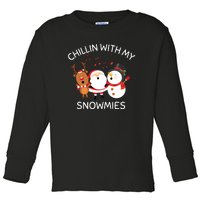 Snowman Christmas Chillin With My Snowmies Santa Toddler Long Sleeve Shirt