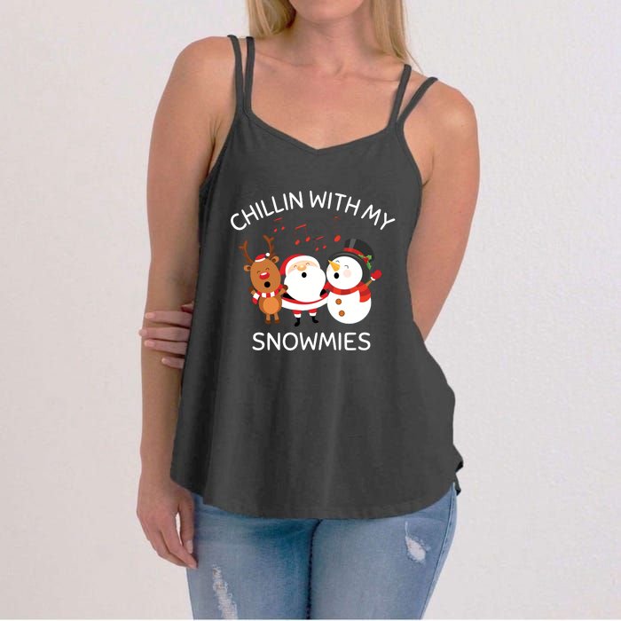 Snowman Christmas Chillin With My Snowmies Santa Women's Strappy Tank