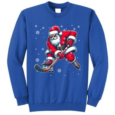 Santa Christmas Costume Playing Hockey Player Lover Gift Sweatshirt