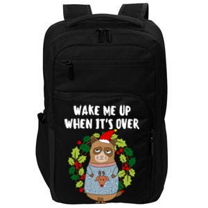 Sarcastic Christmas Cat Wake Me Up Matching Family Christmas Gift Impact Tech Backpack