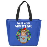 Sarcastic Christmas Cat Wake Me Up Matching Family Christmas Gift Zip Tote Bag