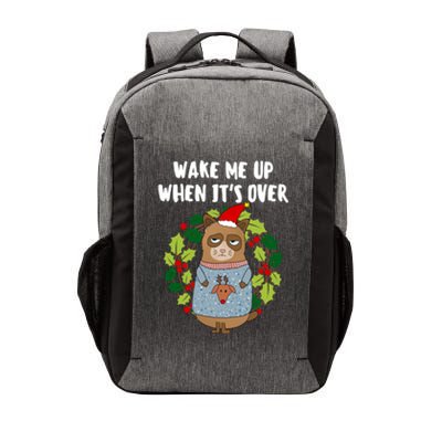 Sarcastic Christmas Cat Wake Me Up Matching Family Christmas Gift Vector Backpack