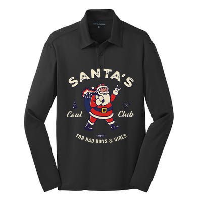 SantaS Coal Club For Bad And Evil Santa Claus Silk Touch Performance Long Sleeve Polo