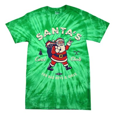 SantaS Coal Club For Bad And Evil Santa Claus Tie-Dye T-Shirt