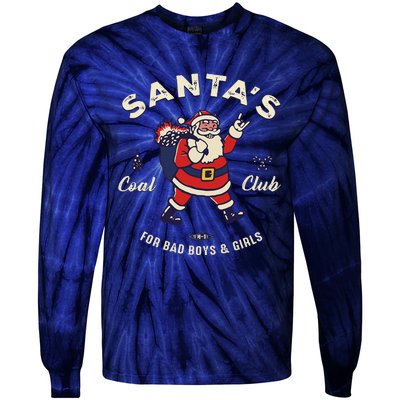 SantaS Coal Club For Bad And Evil Santa Claus Tie-Dye Long Sleeve Shirt