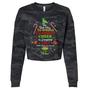 Spread Christmas Cheer Is Singing Loud Xmas Elf Pajama Cropped Pullover Crew