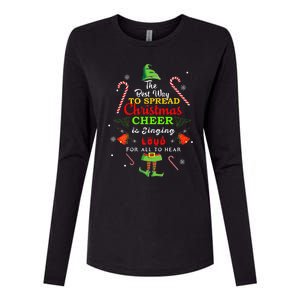 Spread Christmas Cheer Is Singing Loud Xmas Elf Pajama Womens Cotton Relaxed Long Sleeve T-Shirt