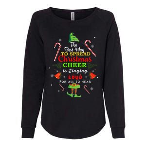 Spread Christmas Cheer Is Singing Loud Xmas Elf Pajama Womens California Wash Sweatshirt