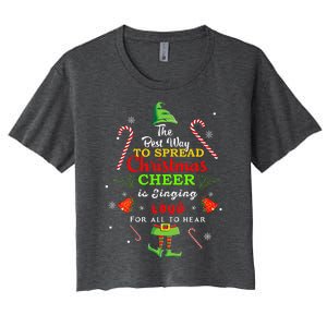 Spread Christmas Cheer Is Singing Loud Xmas Elf Pajama Women's Crop Top Tee