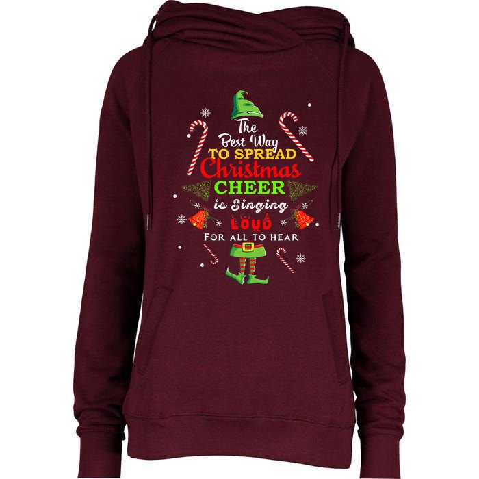 Spread Christmas Cheer Is Singing Loud Xmas Elf Pajama Womens Funnel Neck Pullover Hood