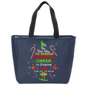 Spread Christmas Cheer Is Singing Loud Xmas Elf Pajama Zip Tote Bag