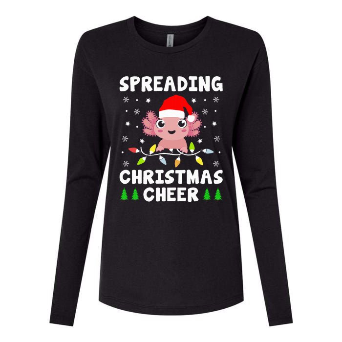 Spreading Christmas Cheer Cute Xmas Axolotl Fish Holiday Womens Cotton Relaxed Long Sleeve T-Shirt