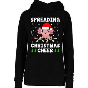 Spreading Christmas Cheer Cute Xmas Axolotl Fish Holiday Womens Funnel Neck Pullover Hood