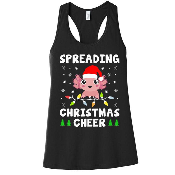 Spreading Christmas Cheer Cute Xmas Axolotl Fish Holiday Women's Racerback Tank