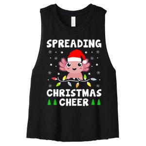 Spreading Christmas Cheer Cute Xmas Axolotl Fish Holiday Women's Racerback Cropped Tank