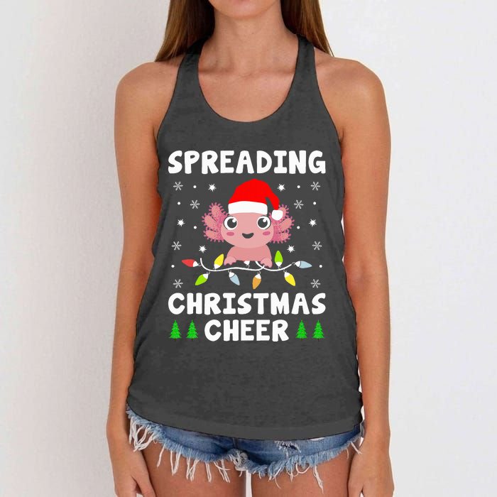 Spreading Christmas Cheer Cute Xmas Axolotl Fish Holiday Women's Knotted Racerback Tank