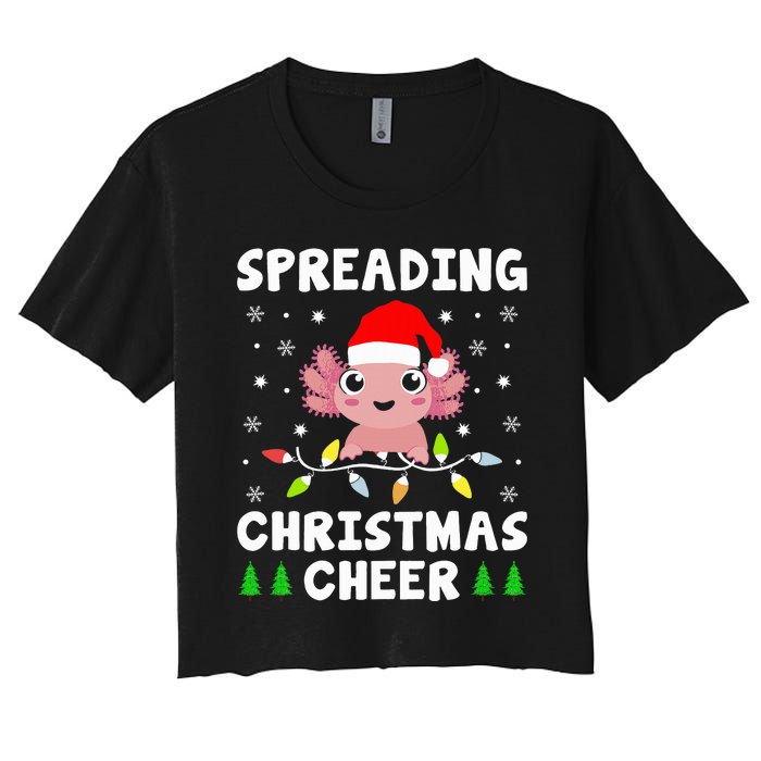 Spreading Christmas Cheer Cute Xmas Axolotl Fish Holiday Women's Crop Top Tee