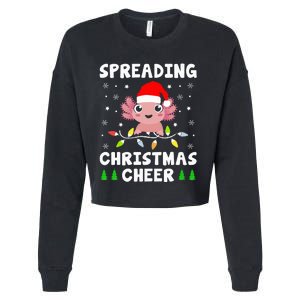 Spreading Christmas Cheer Cute Xmas Axolotl Fish Holiday Cropped Pullover Crew