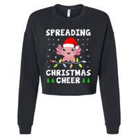 Spreading Christmas Cheer Cute Xmas Axolotl Fish Holiday Cropped Pullover Crew