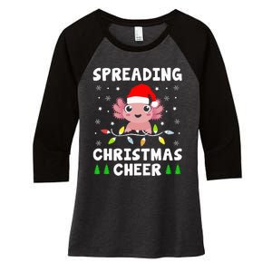 Spreading Christmas Cheer Cute Xmas Axolotl Fish Holiday Women's Tri-Blend 3/4-Sleeve Raglan Shirt