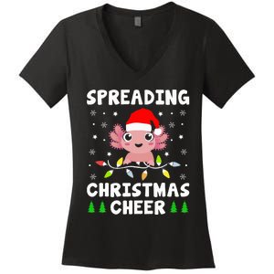 Spreading Christmas Cheer Cute Xmas Axolotl Fish Holiday Women's V-Neck T-Shirt