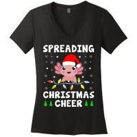 Spreading Christmas Cheer Cute Xmas Axolotl Fish Holiday Women's V-Neck T-Shirt