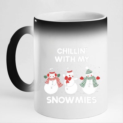 Snowman Christmas Chillin With My Snowmies Ugly Family 11oz Black Color Changing Mug