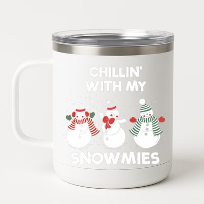 Snowman Christmas Chillin With My Snowmies Ugly Family 12 oz Stainless Steel Tumbler Cup