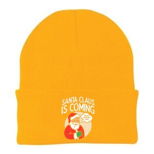 Santa Claus Coming She Said Funny Christmas Xmas Humor Knit Cap Winter Beanie