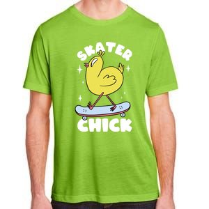 Skater Chick Cute Chicken Skateboard Skateboarding Gift Adult ChromaSoft Performance T-Shirt