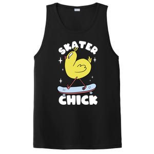 Skater Chick Cute Chicken Skateboard Skateboarding Gift PosiCharge Competitor Tank