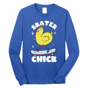 Skater Chick Cute Chicken Skateboard Skateboarding Gift Long Sleeve Shirt