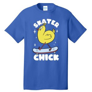 Skater Chick Cute Chicken Skateboard Skateboarding Gift Tall T-Shirt