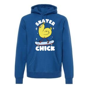 Skater Chick Cute Chicken Skateboard Skateboarding Gift Premium Hoodie