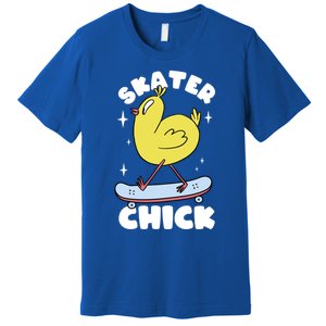 Skater Chick Cute Chicken Skateboard Skateboarding Gift Premium T-Shirt